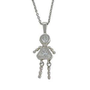 April Birthstone Crystal Girl Articulating Pendant ONLY | Sterling Silver 925